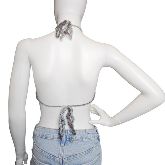 Handmade crochet diamond halter‎ top with lining for more coverage. - Picture 6 of 7